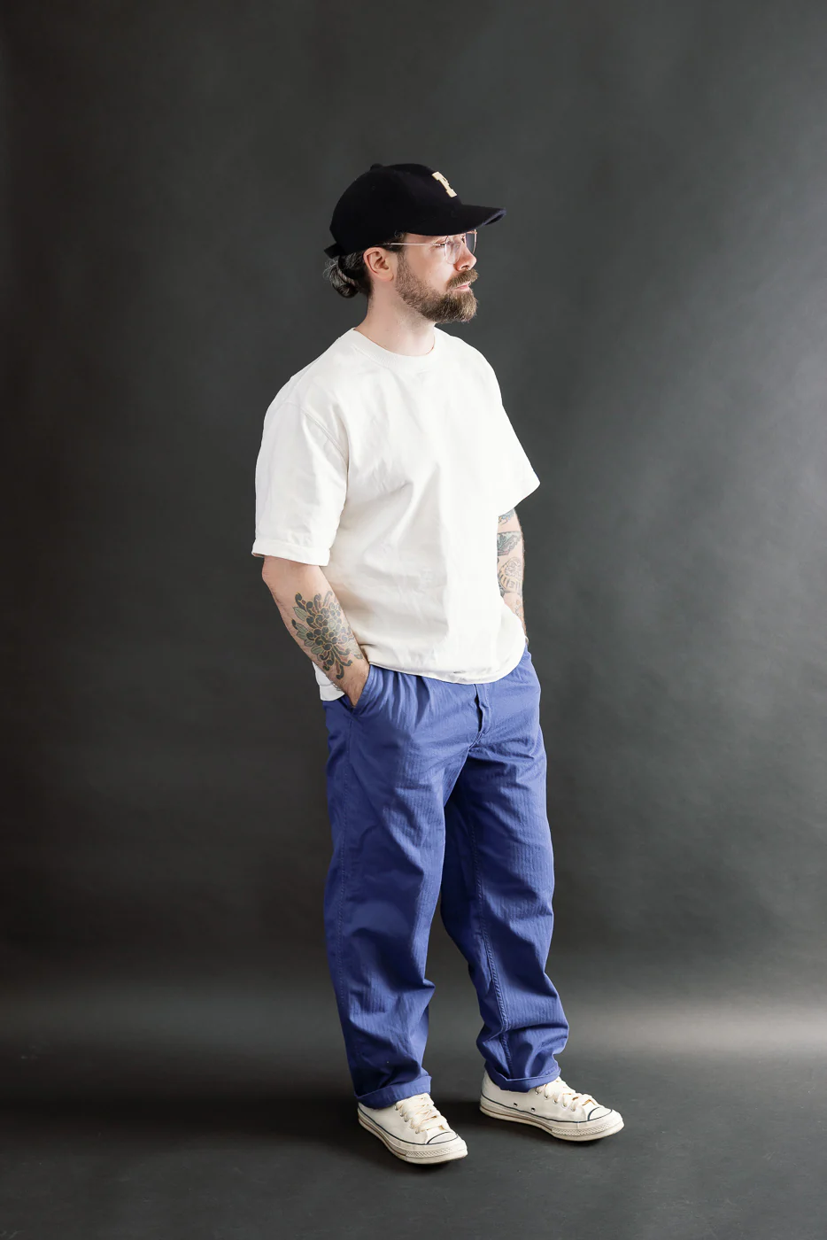 3326-MH6 - California Pegtop Pants Mini HBT - Blue - Image 8