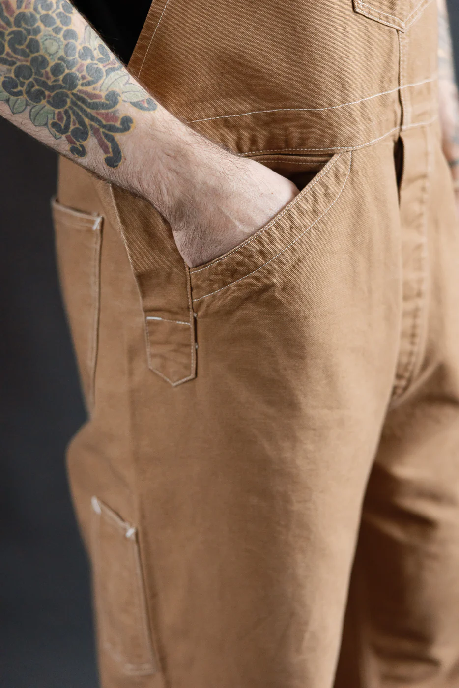 3401-PCR - Post 46 Overalls Pigment Dyed Canvas - Washed Brown - Image 21
