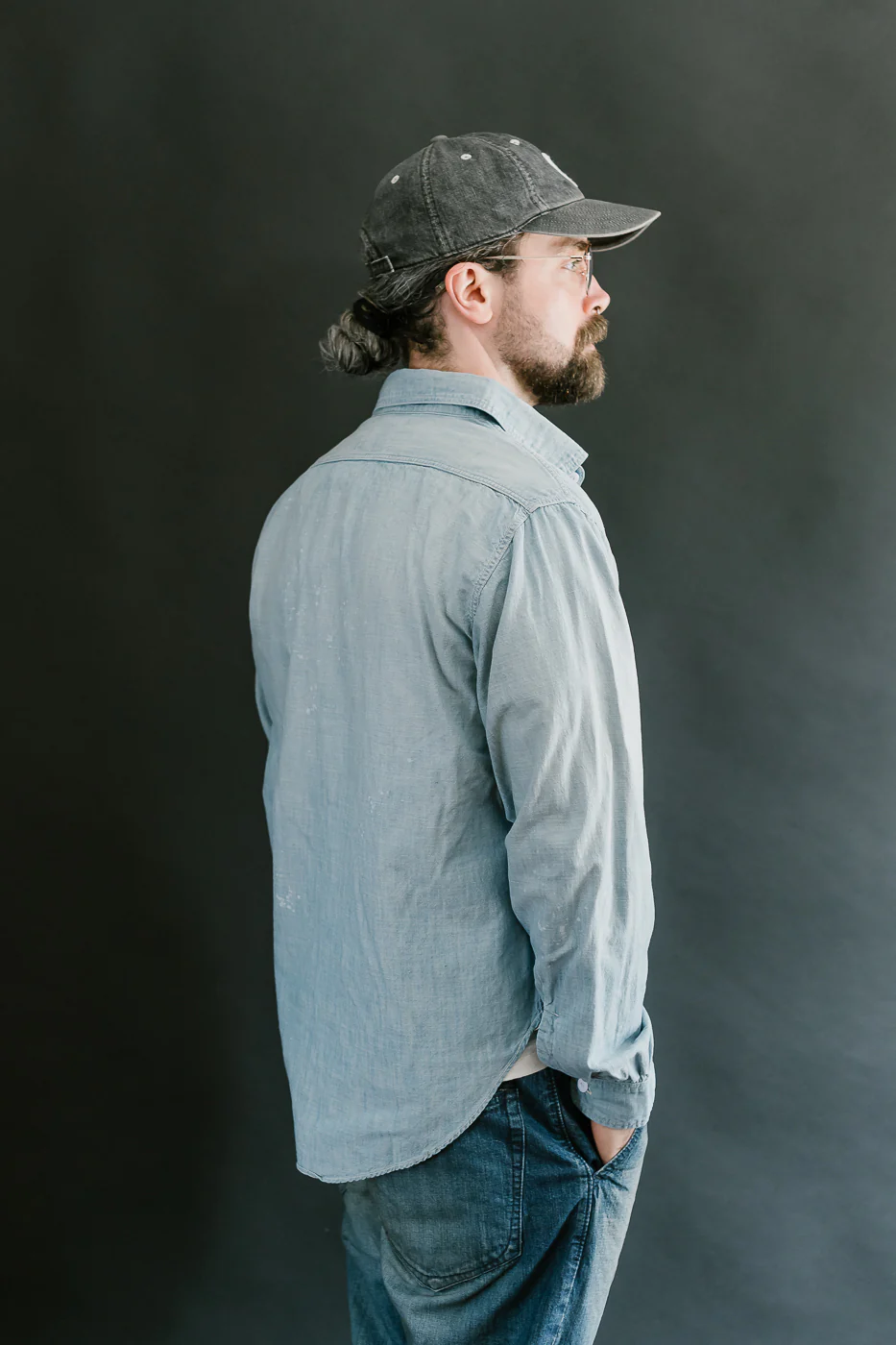 4091HW - 20s Short Chambray Shirt - "Aging" Indigo - Image 11