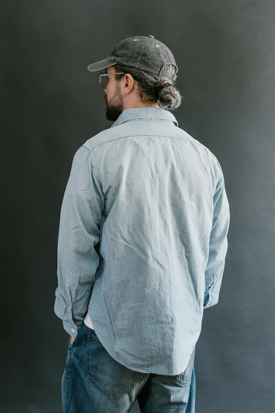 4091HW - 20s Short Chambray Shirt - "Aging" Indigo - Image 12