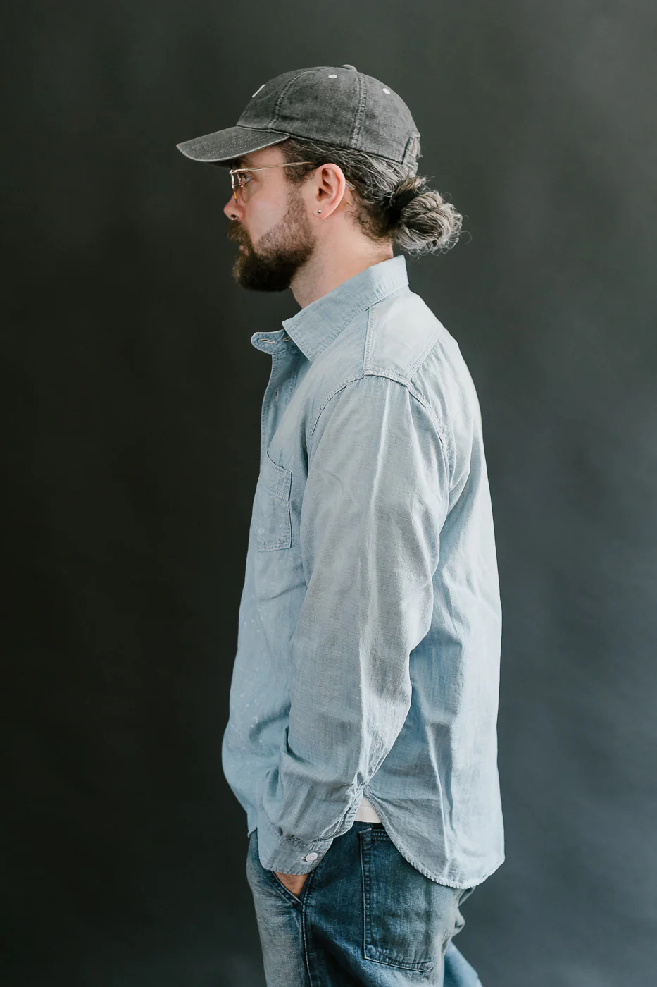 4091HW - 20s Short Chambray Shirt - "Aging" Indigo - Image 13