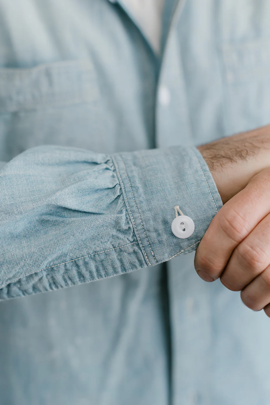 4091HW - 20s Short Chambray Shirt - "Aging" Indigo - Image 17