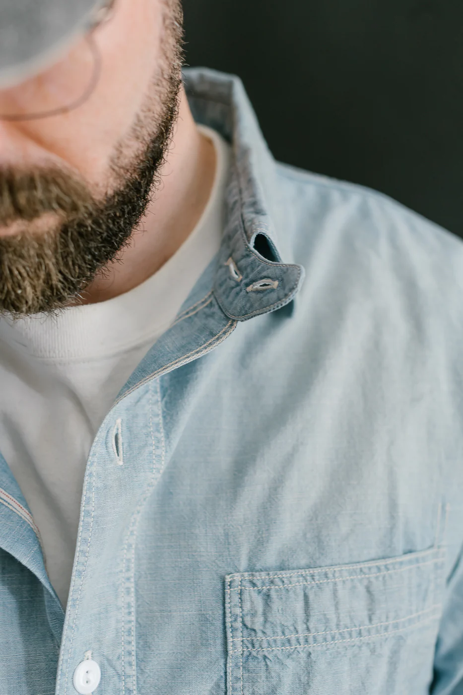 4091HW - 20s Short Chambray Shirt - "Aging" Indigo - Image 19