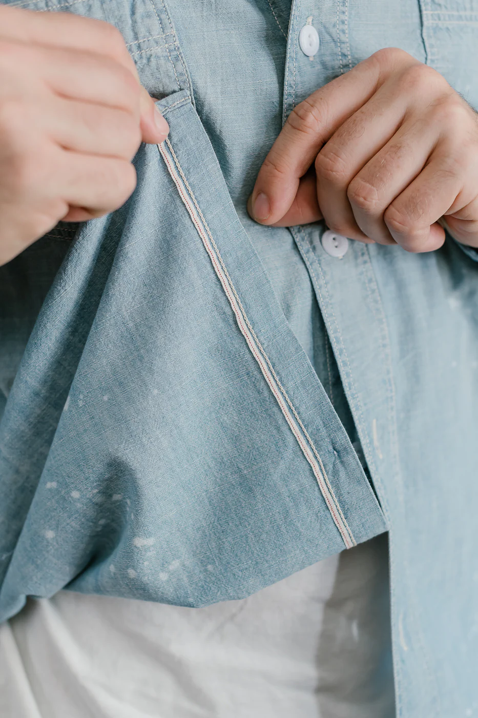4091HW - 20s Short Chambray Shirt - "Aging" Indigo - Image 20