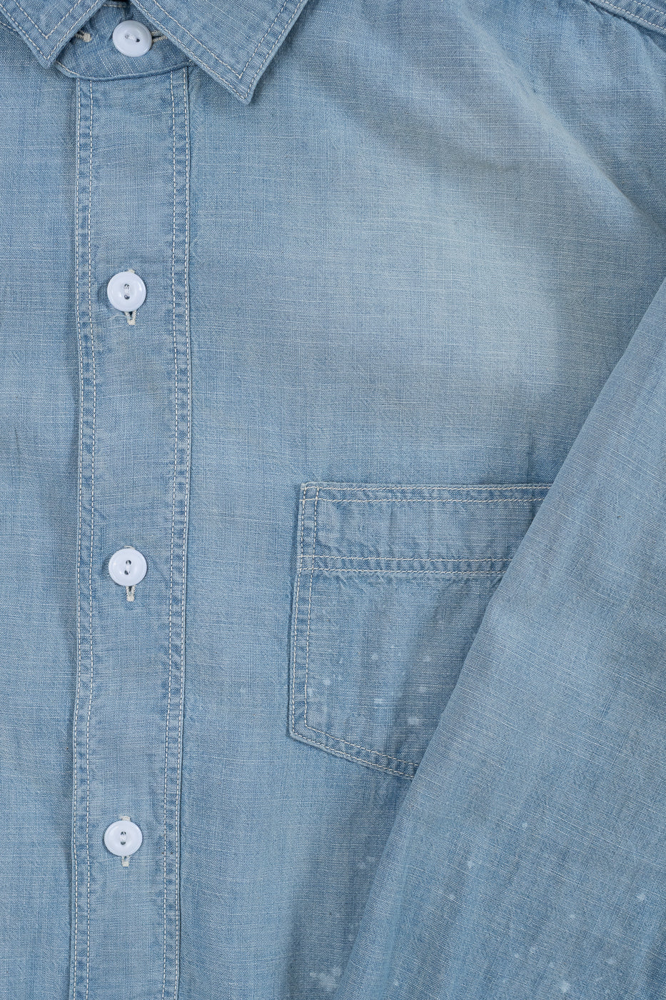 4091HW - 20s Short Chambray Shirt - "Aging" Indigo - Image 3