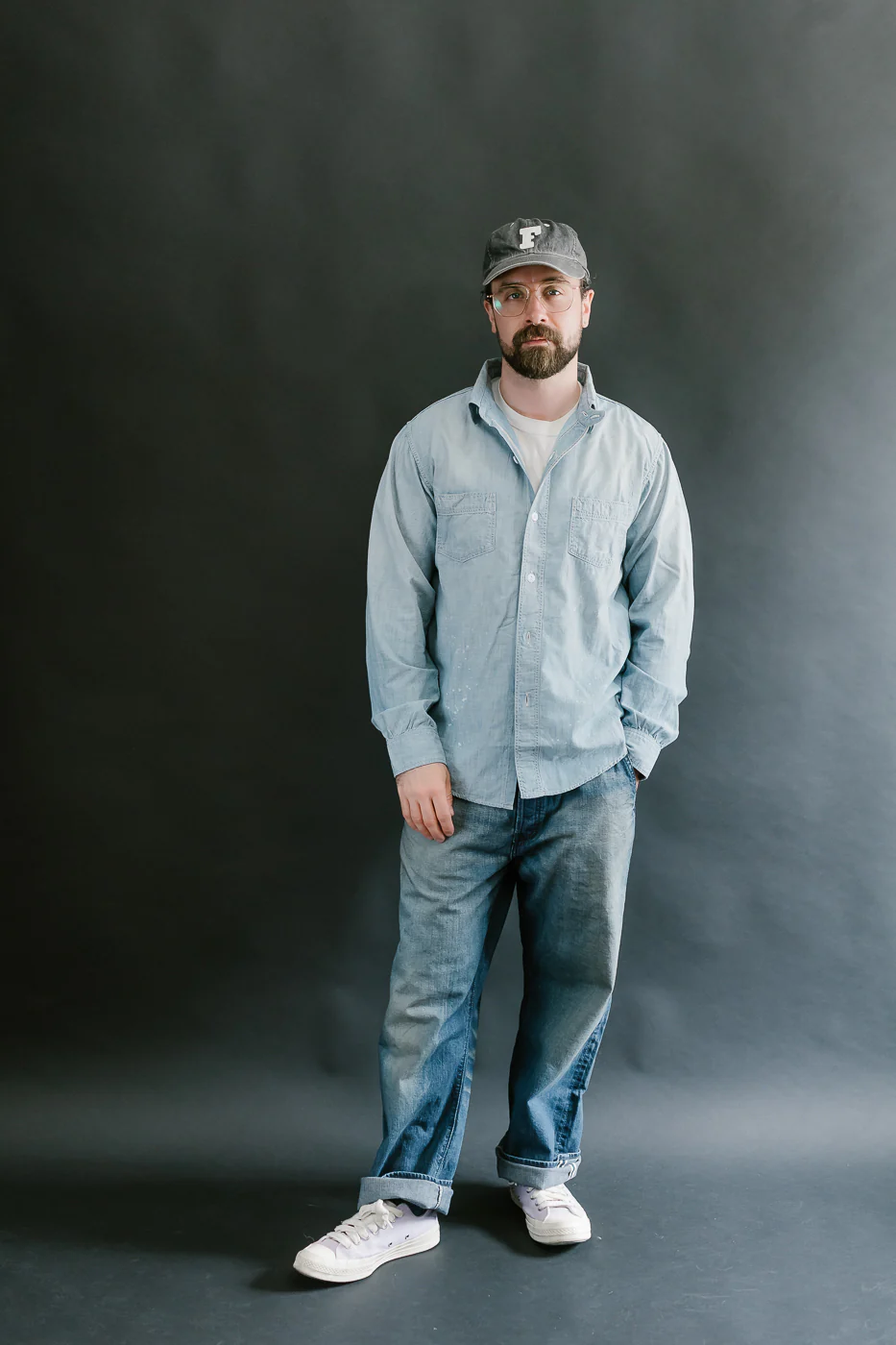 4091HW - 20s Short Chambray Shirt - "Aging" Indigo - Image 6