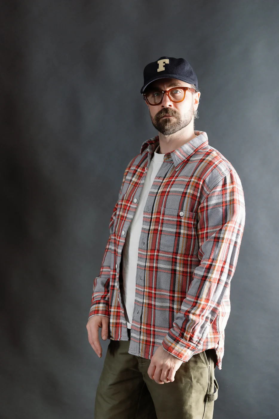 4094 - Original Cotton Check Flannel Work Shirt - Gray, Red - Image 10
