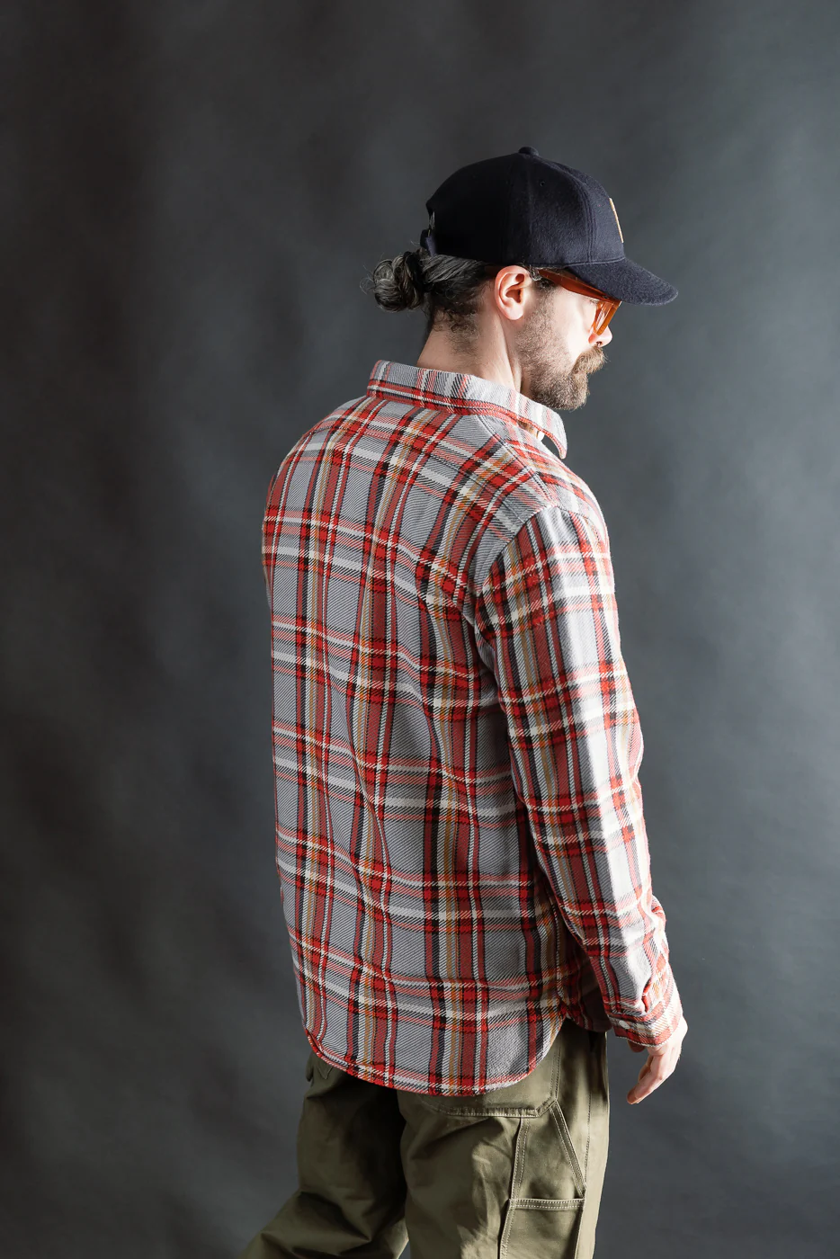 4094 - Original Cotton Check Flannel Work Shirt - Gray, Red - Image 13