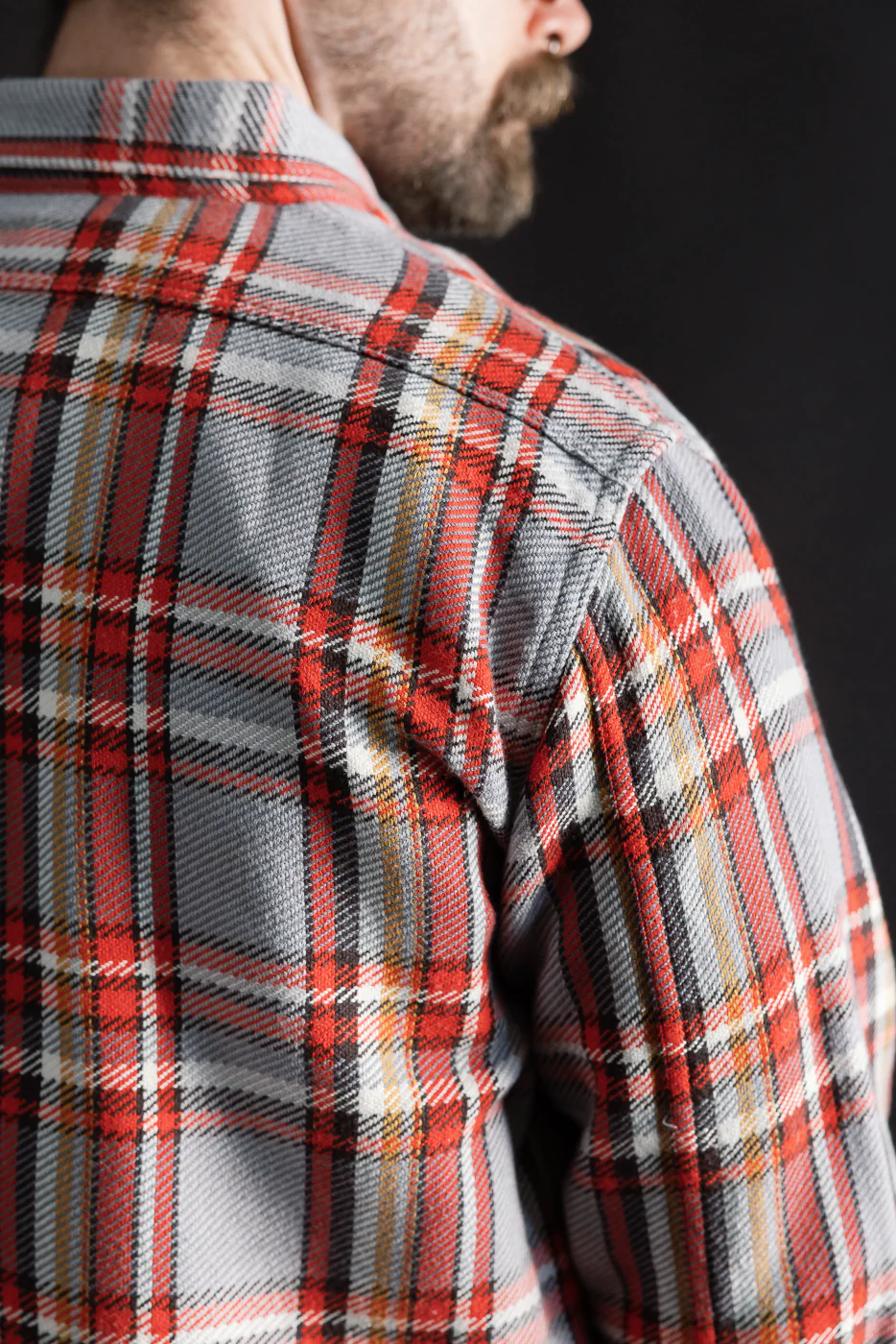 4094 - Original Cotton Check Flannel Work Shirt - Gray, Red - Image 20