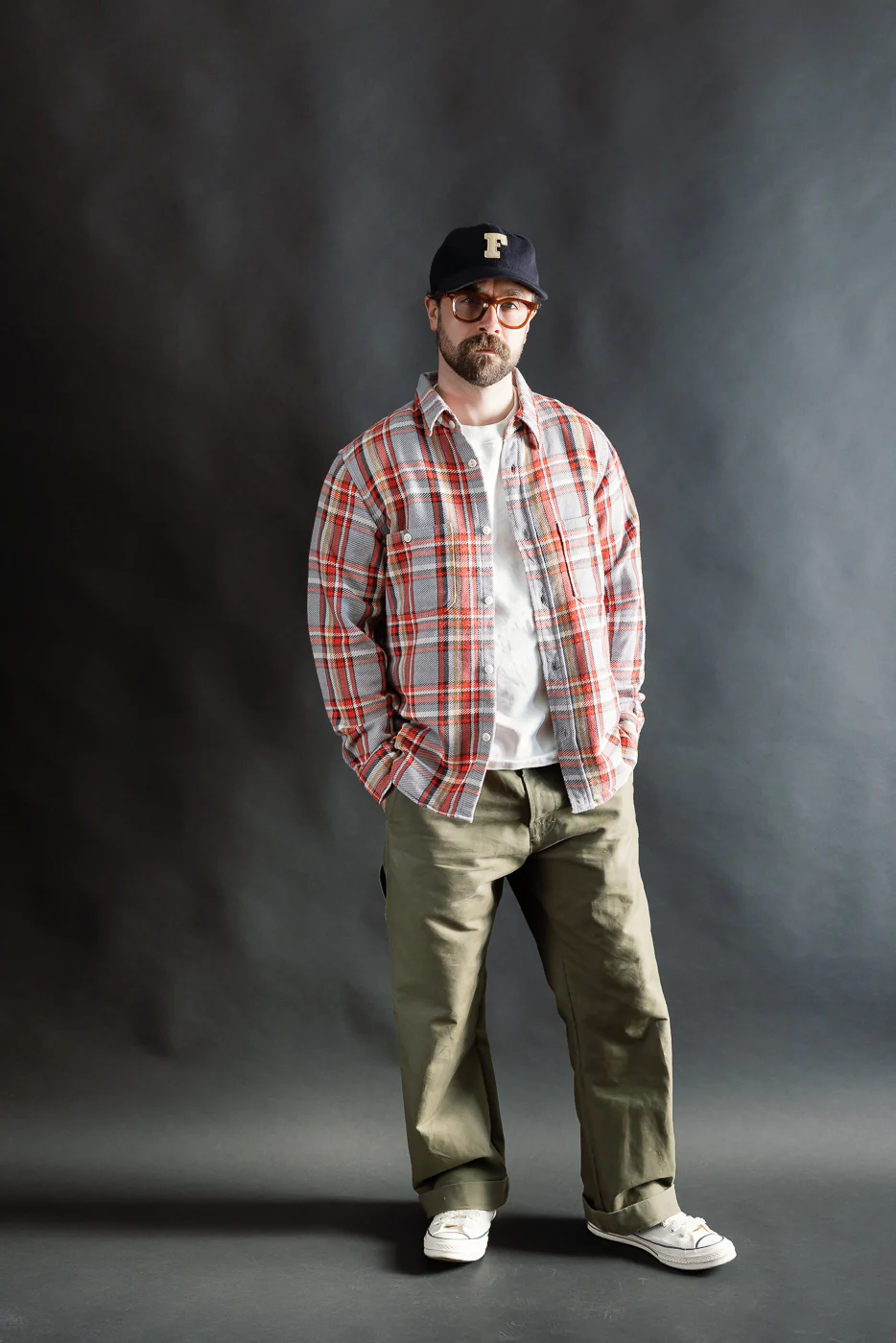 4094 - Original Cotton Check Flannel Work Shirt - Gray, Red - Image 6
