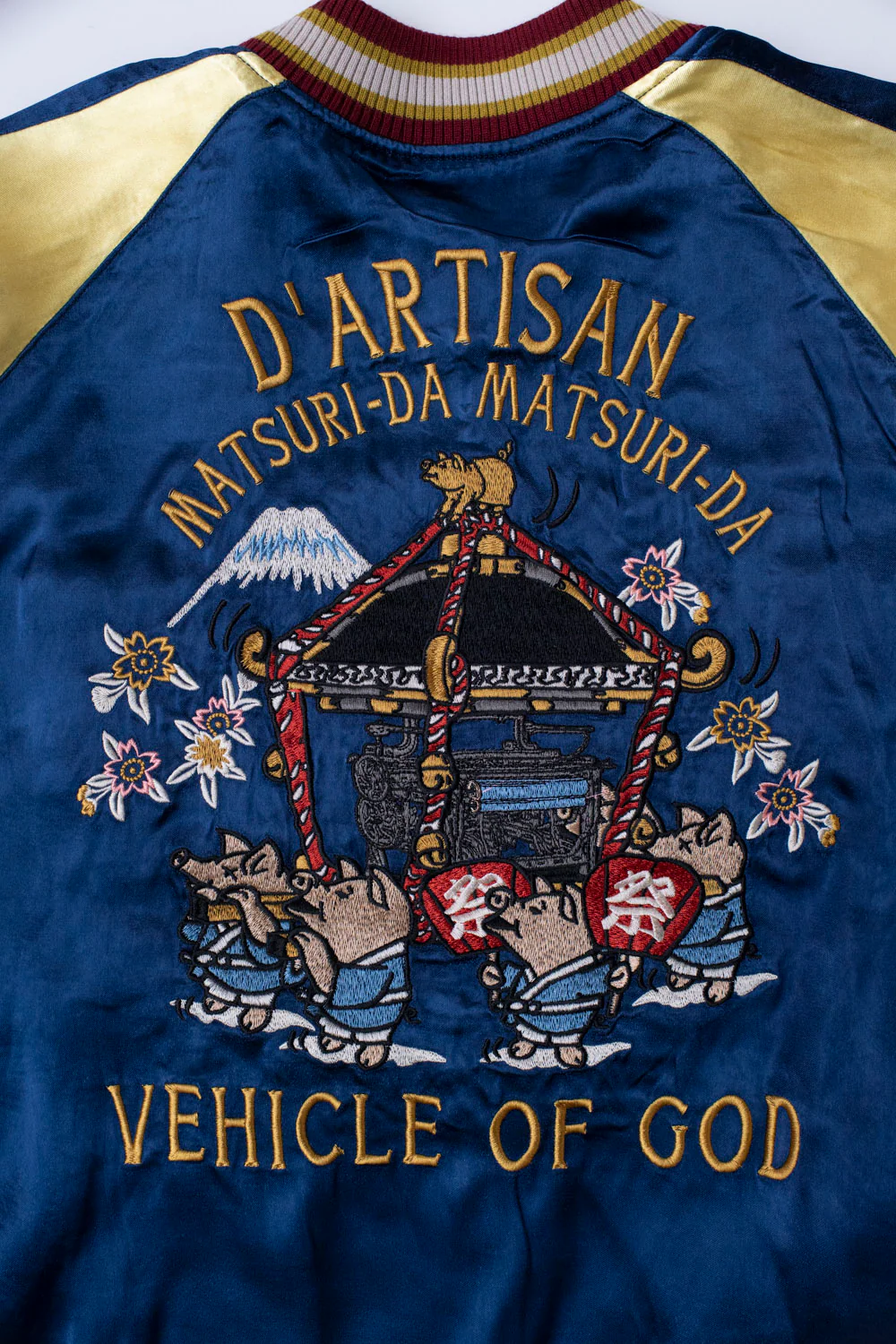 4581 - "Vehicle of God" Reversible Satin Sukajan Souvenir Jacket - Navy x Plum - Image 13