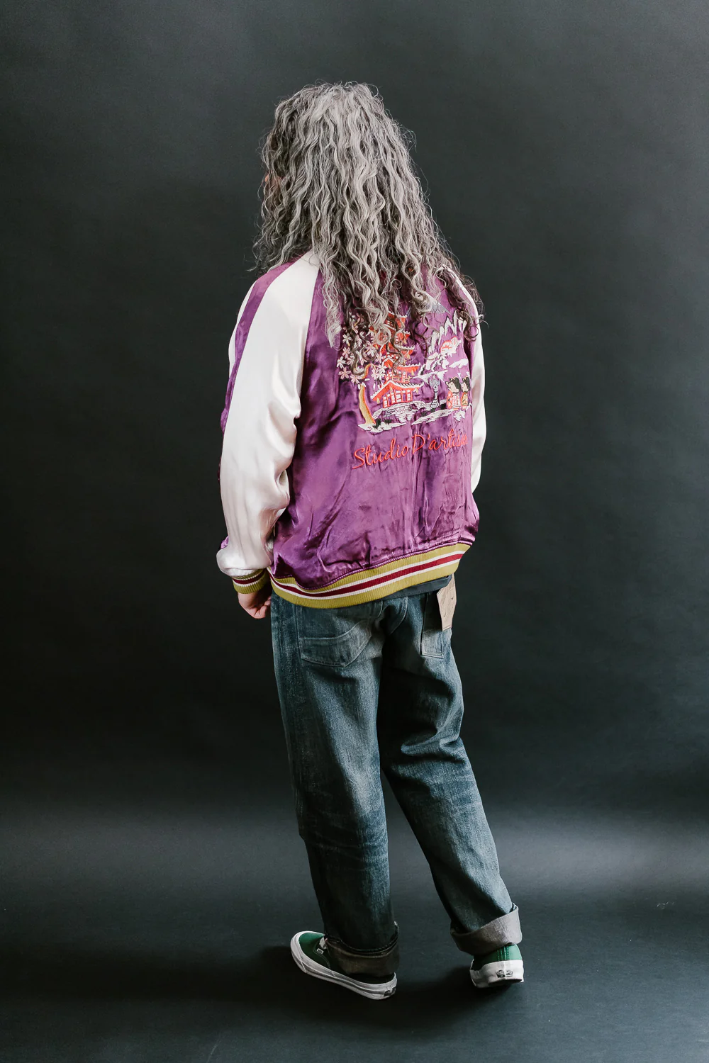 4581 - "Vehicle of God" Reversible Satin Sukajan Souvenir Jacket - Navy x Plum - Image 19