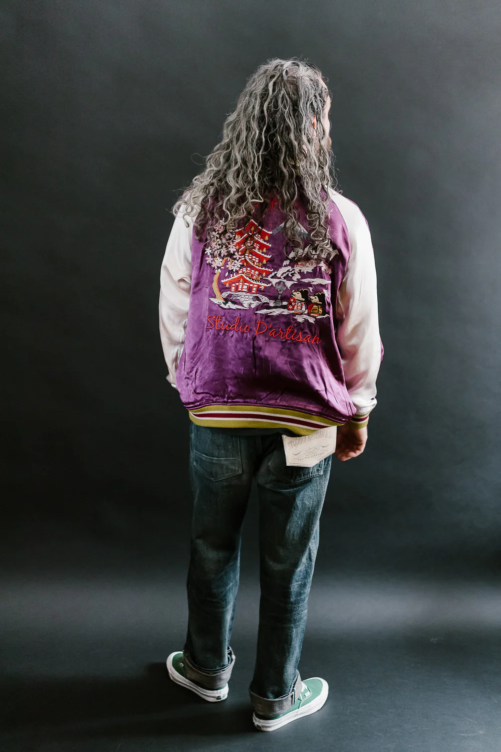 4581 - "Vehicle of God" Reversible Satin Sukajan Souvenir Jacket - Navy x Plum - Image 20