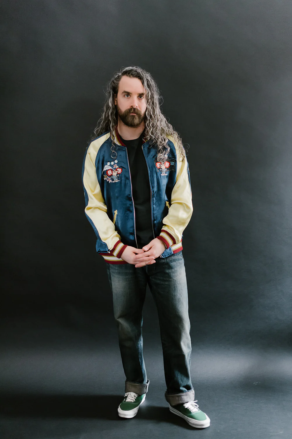 4581 - "Vehicle of God" Reversible Satin Sukajan Souvenir Jacket - Navy x Plum - Image 40