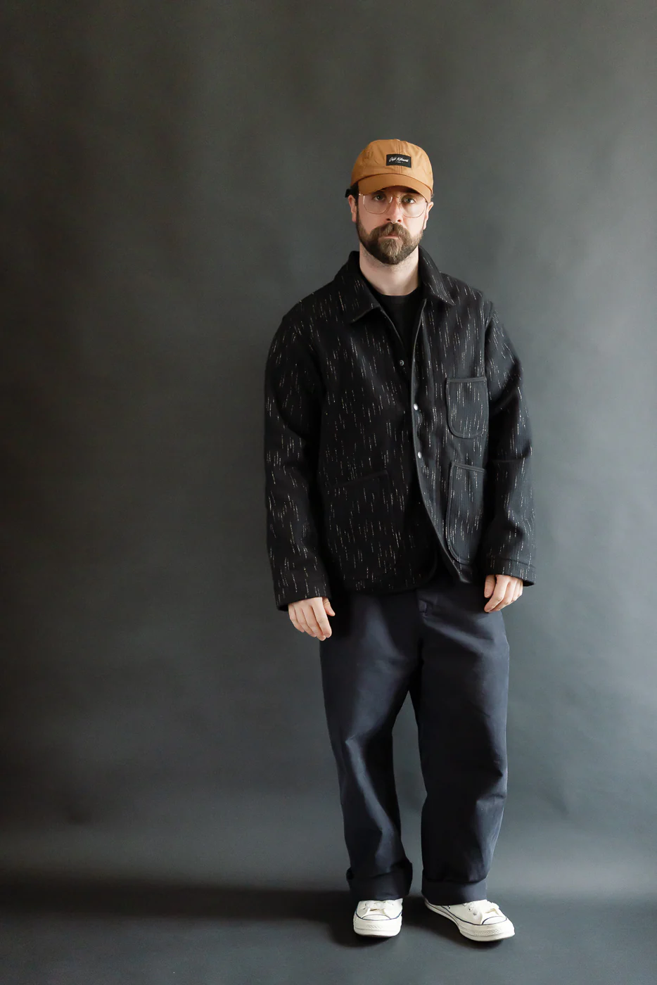 4616 - "Kasuri" Dyed Beach Cloth Coverall - Black - Image 6