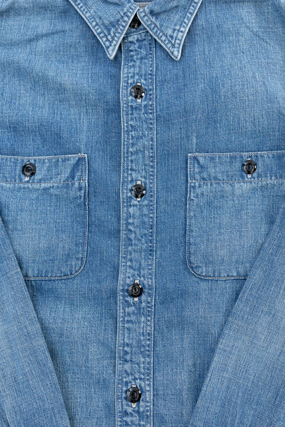 4890HW-19 - Denim Work Shirt Hand Wash - Indigo - Image 3