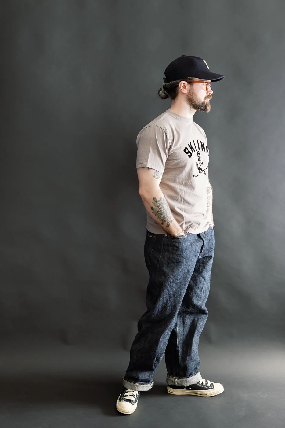 5.4oz - Raffy Tenjiku Printed T-Shirt "Ski Inn" - Grey - Image 6