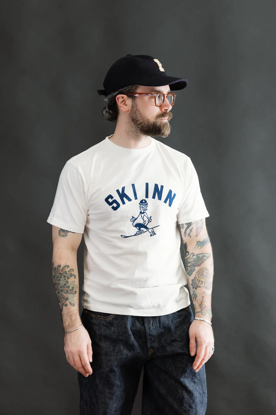 5.4oz - Raffy Tenjiku Printed T-Shirt "Ski Inn" - Off White - Image 13