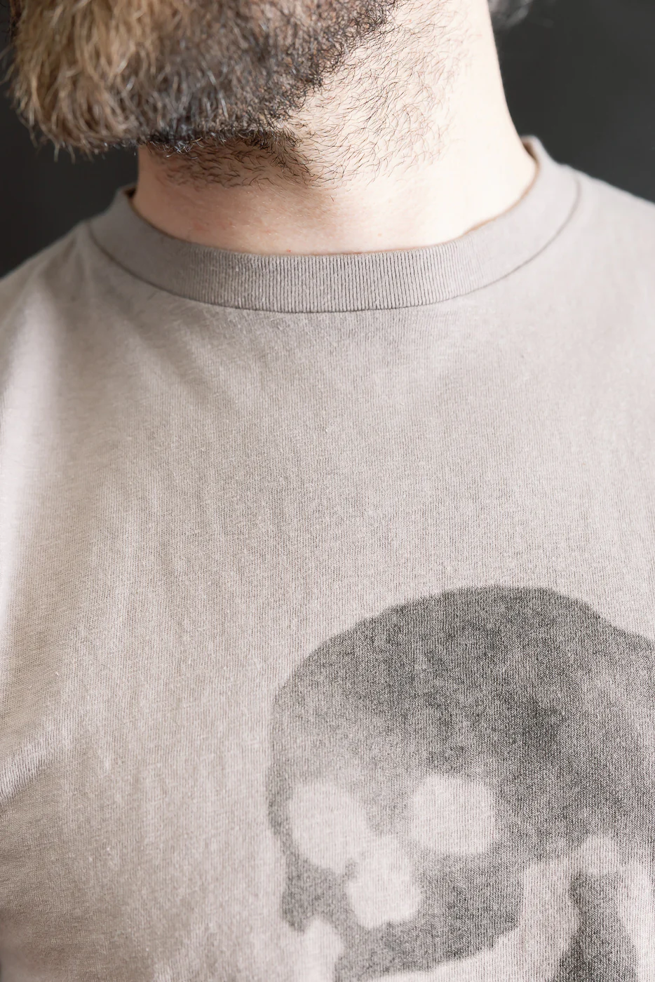 5.4oz - Raffy Tenjiku Printed T-Shirt "Skull & Crossbone" - Grey - Image 16