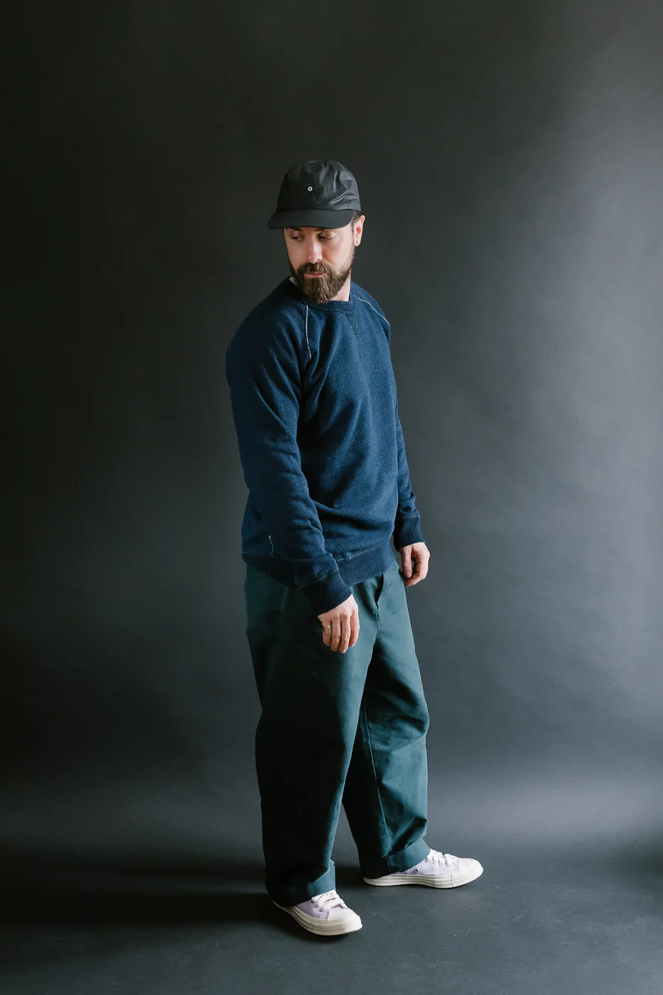 5409-3 - Yarn Dyed Sashiko Sweatshirt - Indigo - Image 7
