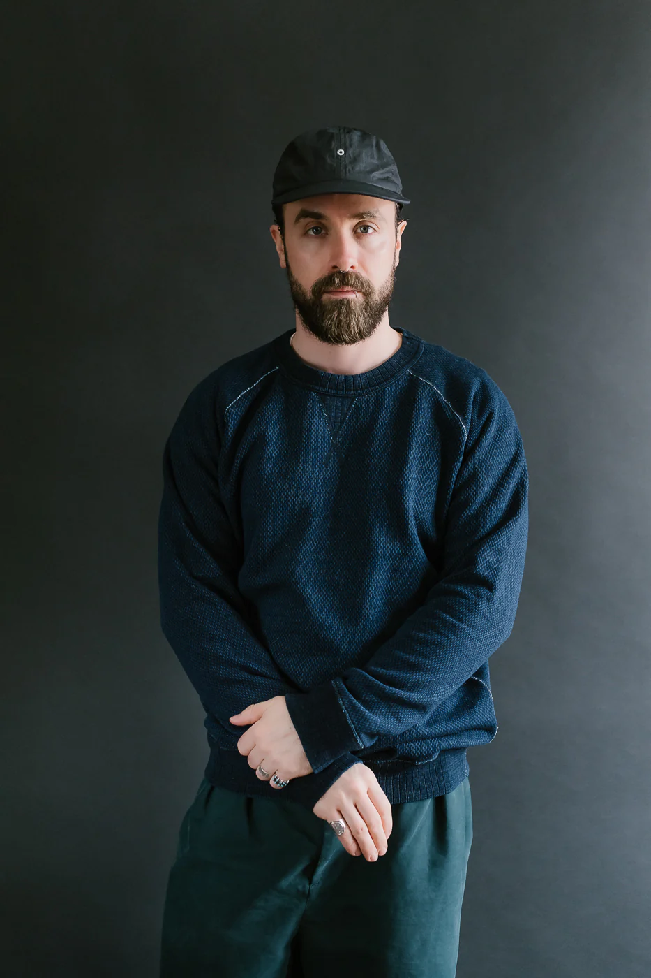 5409-3 - Yarn Dyed Sashiko Sweatshirt - Indigo - Image 9