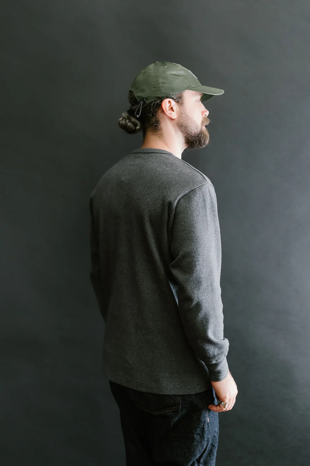 5502H - Cotton Rib Henley Neck L/S Shirt - Charcoal Black - Image 10