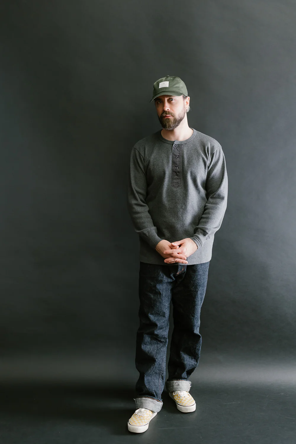 5502H - Cotton Rib Henley Neck L/S Shirt - Charcoal Black - Image 5