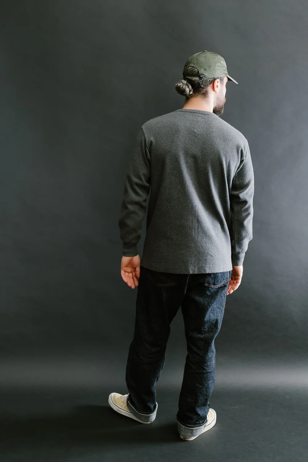 5502H - Cotton Rib Henley Neck L/S Shirt - Charcoal Black - Image 7