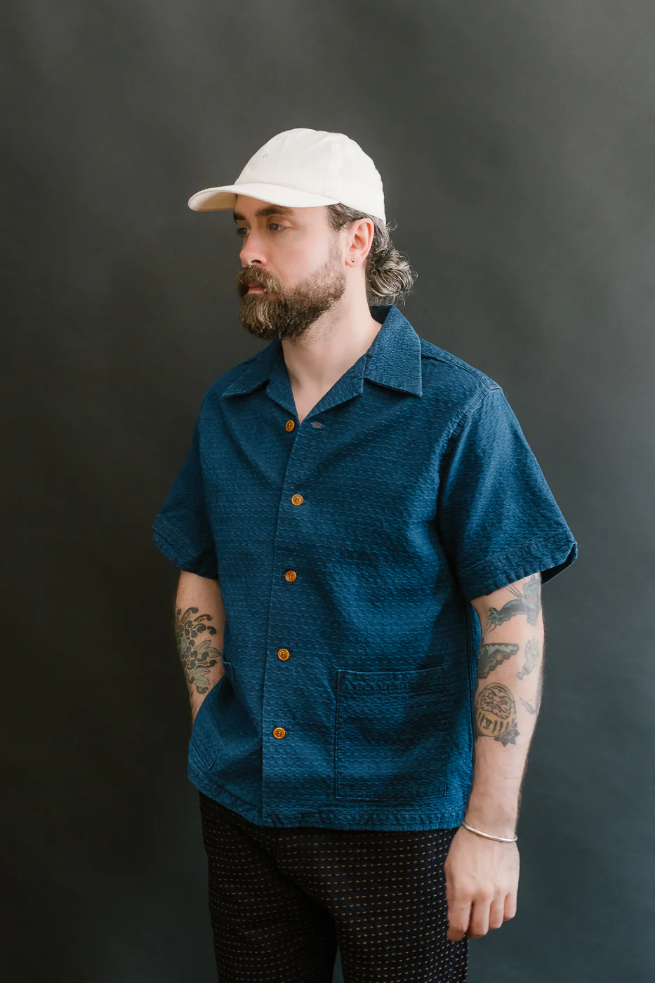 5724U - Dobby Short Sleeve Shirt - Distressed Indigo - Image 10