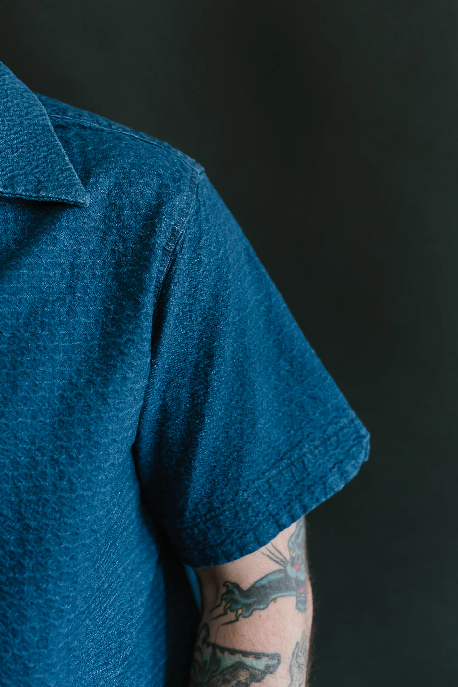 5724U - Dobby Short Sleeve Shirt - Distressed Indigo - Image 18