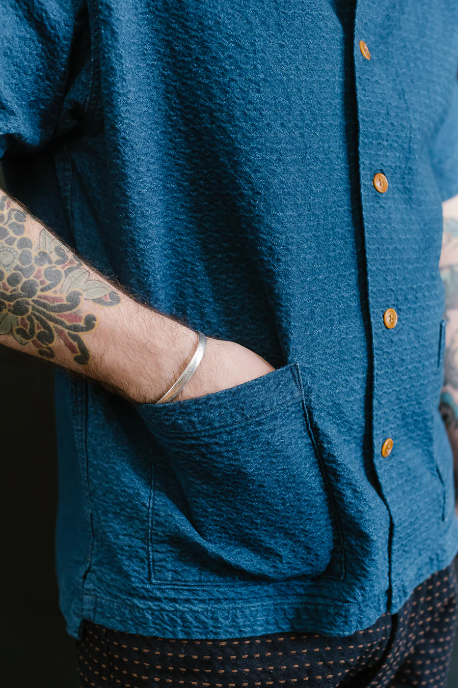 5724U - Dobby Short Sleeve Shirt - Distressed Indigo - Image 20