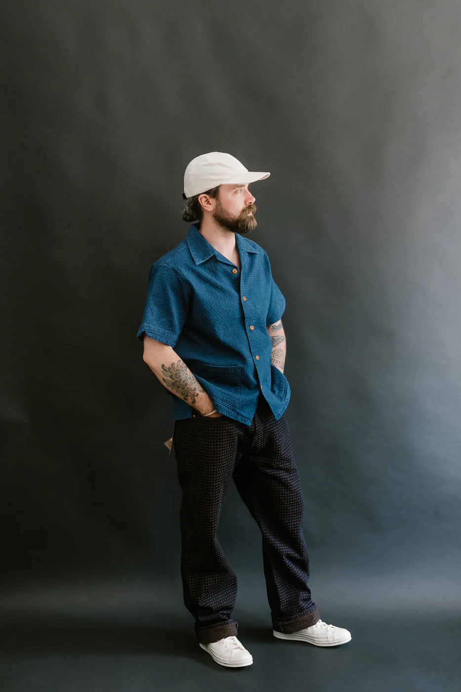 5724U - Dobby Short Sleeve Shirt - Distressed Indigo - Image 7
