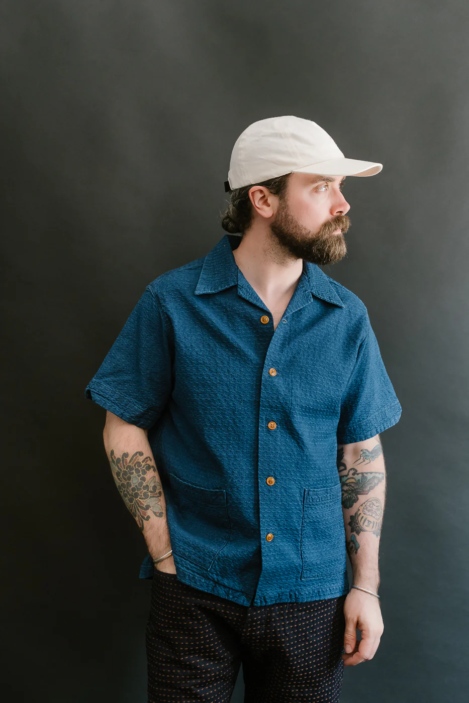 5724U - Dobby Short Sleeve Shirt - Distressed Indigo - Image 9