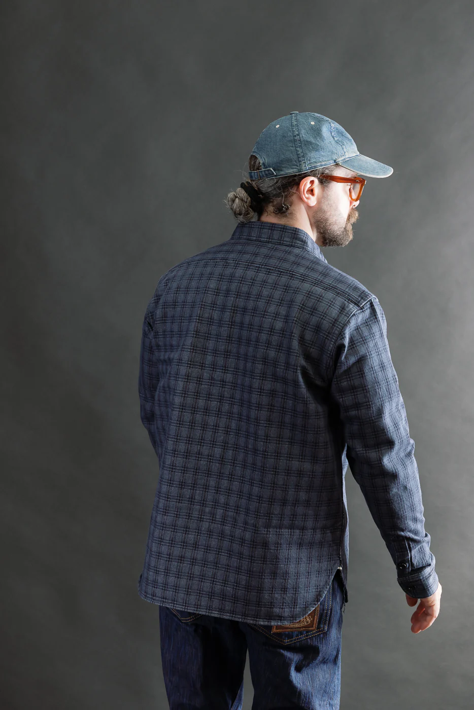 5734 - 13oz Jacquard Check Work Shirt - Navy - Image 11
