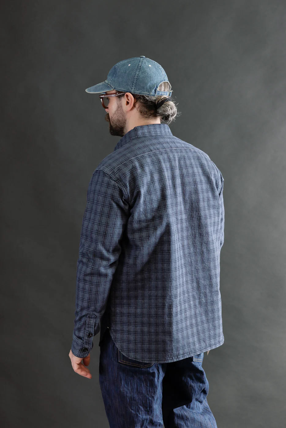 5734 - 13oz Jacquard Check Work Shirt - Navy - Image 12