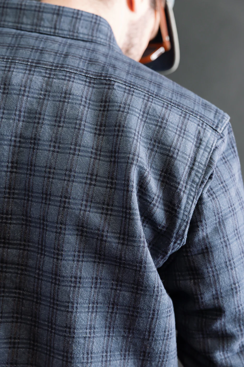 5734 - 13oz Jacquard Check Work Shirt - Navy - Image 18
