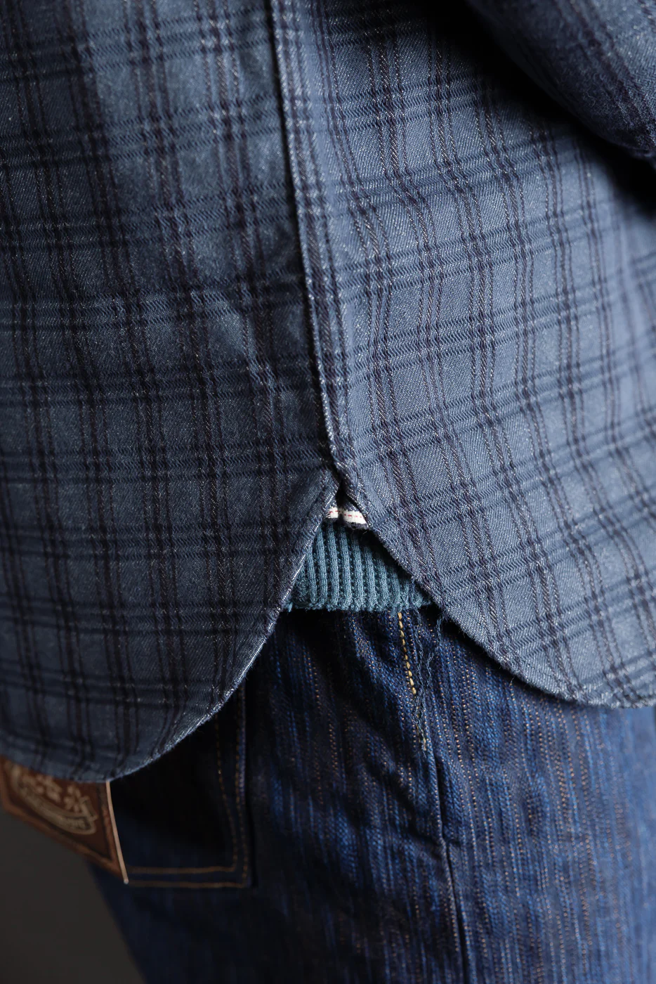 5734 - 13oz Jacquard Check Work Shirt - Navy - Image 20