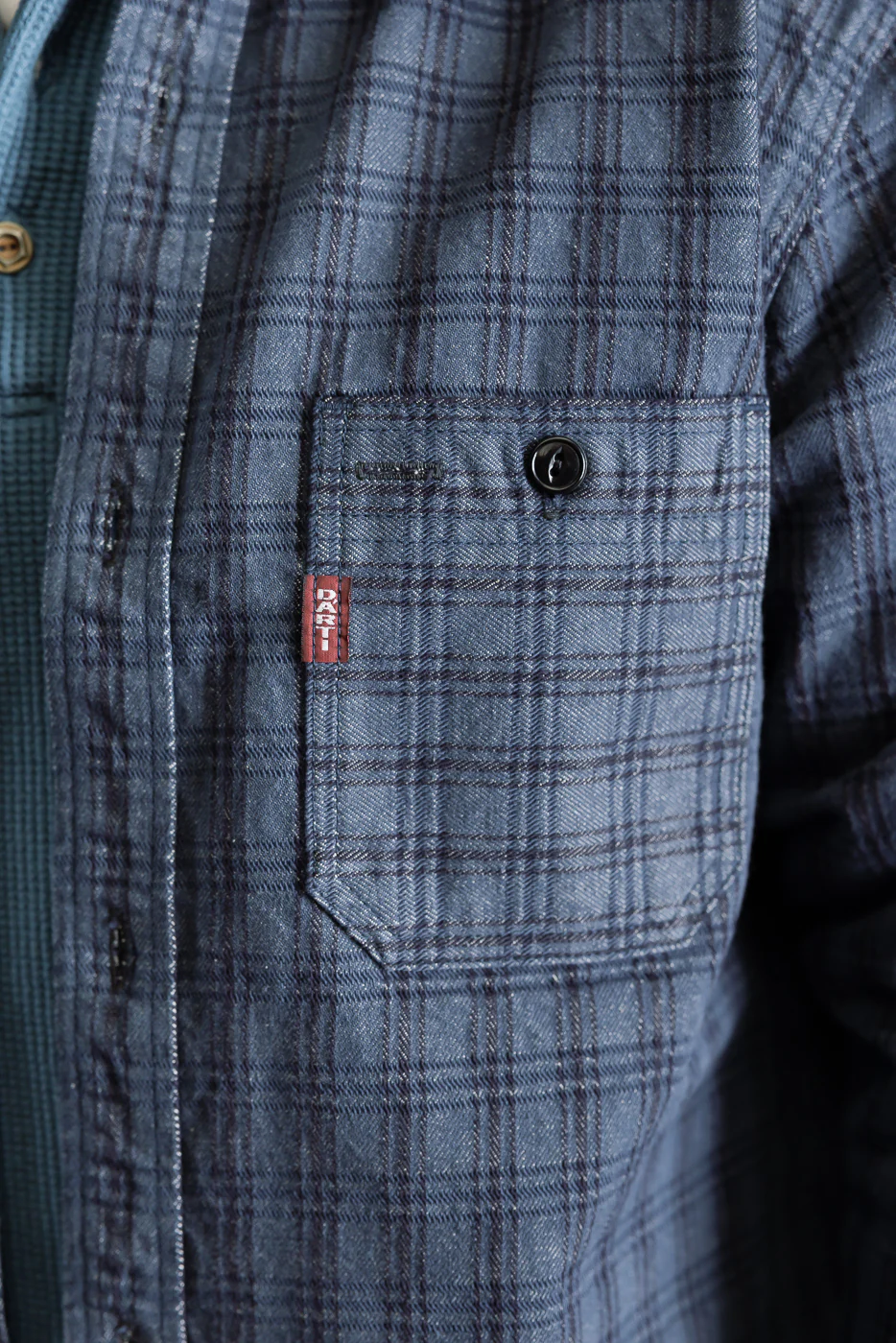 5734 - 13oz Jacquard Check Work Shirt - Navy - Image 21