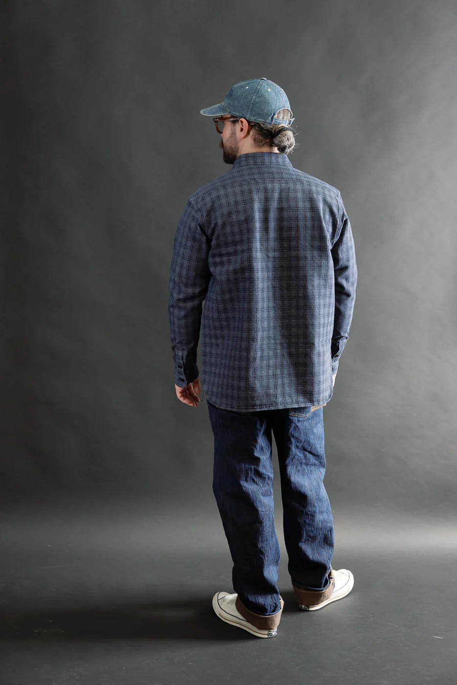 5734 - 13oz Jacquard Check Work Shirt - Navy - Image 8