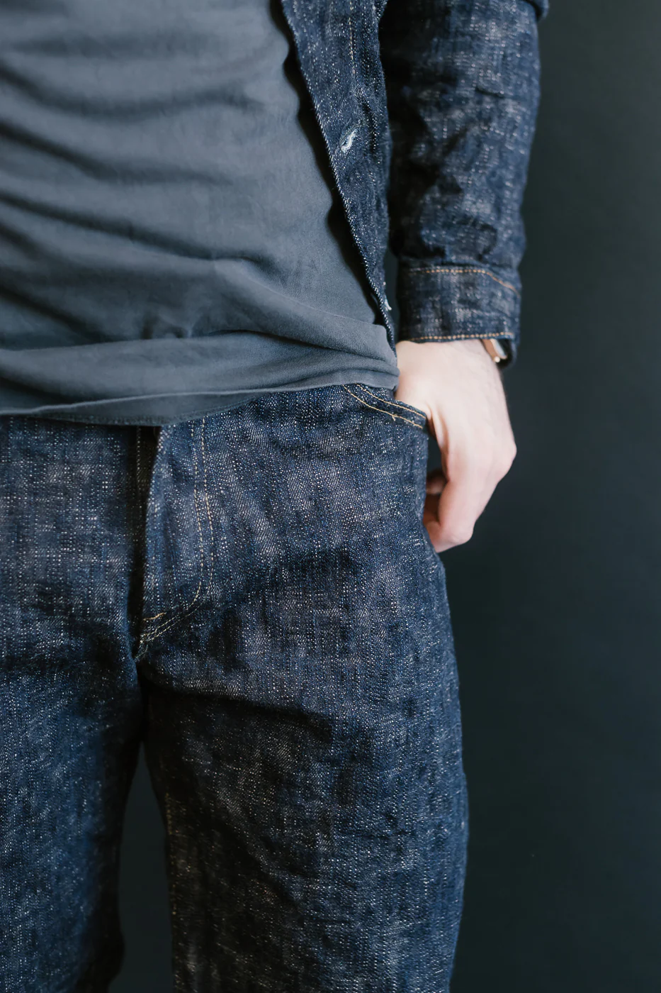 595-KA - 17oz "Kasuri" Slub Selvedge Denim - Retro Loose Straight - Image 18