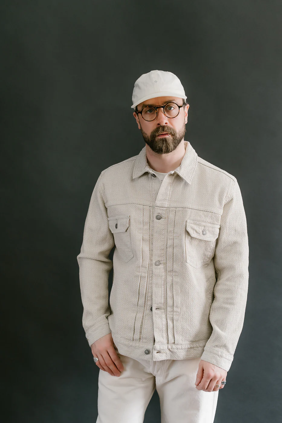6220-IV - Sashiko Type II Jacket - Ivory x Beige - Image 12