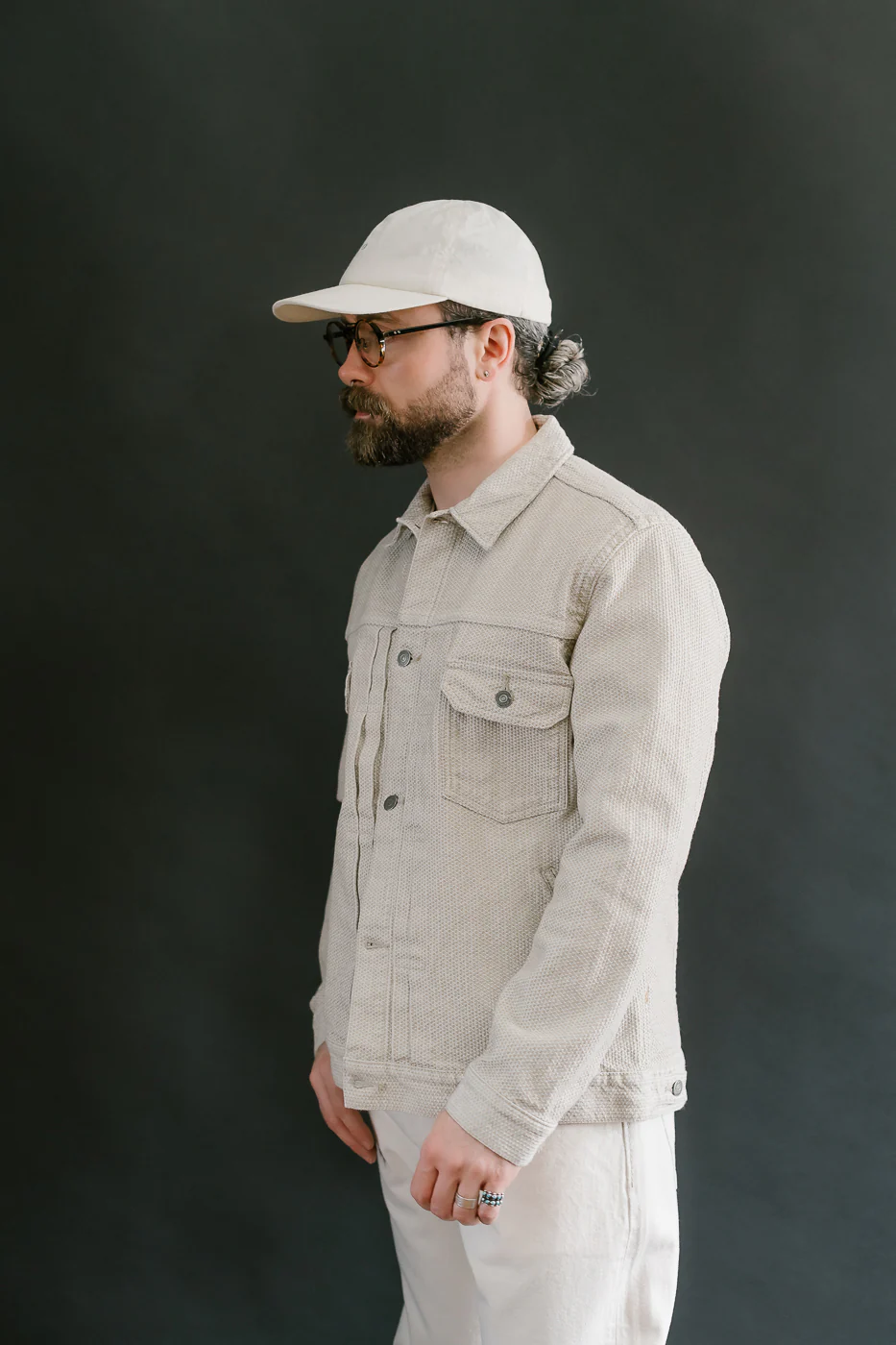 6220-IV - Sashiko Type II Jacket - Ivory x Beige - Image 13