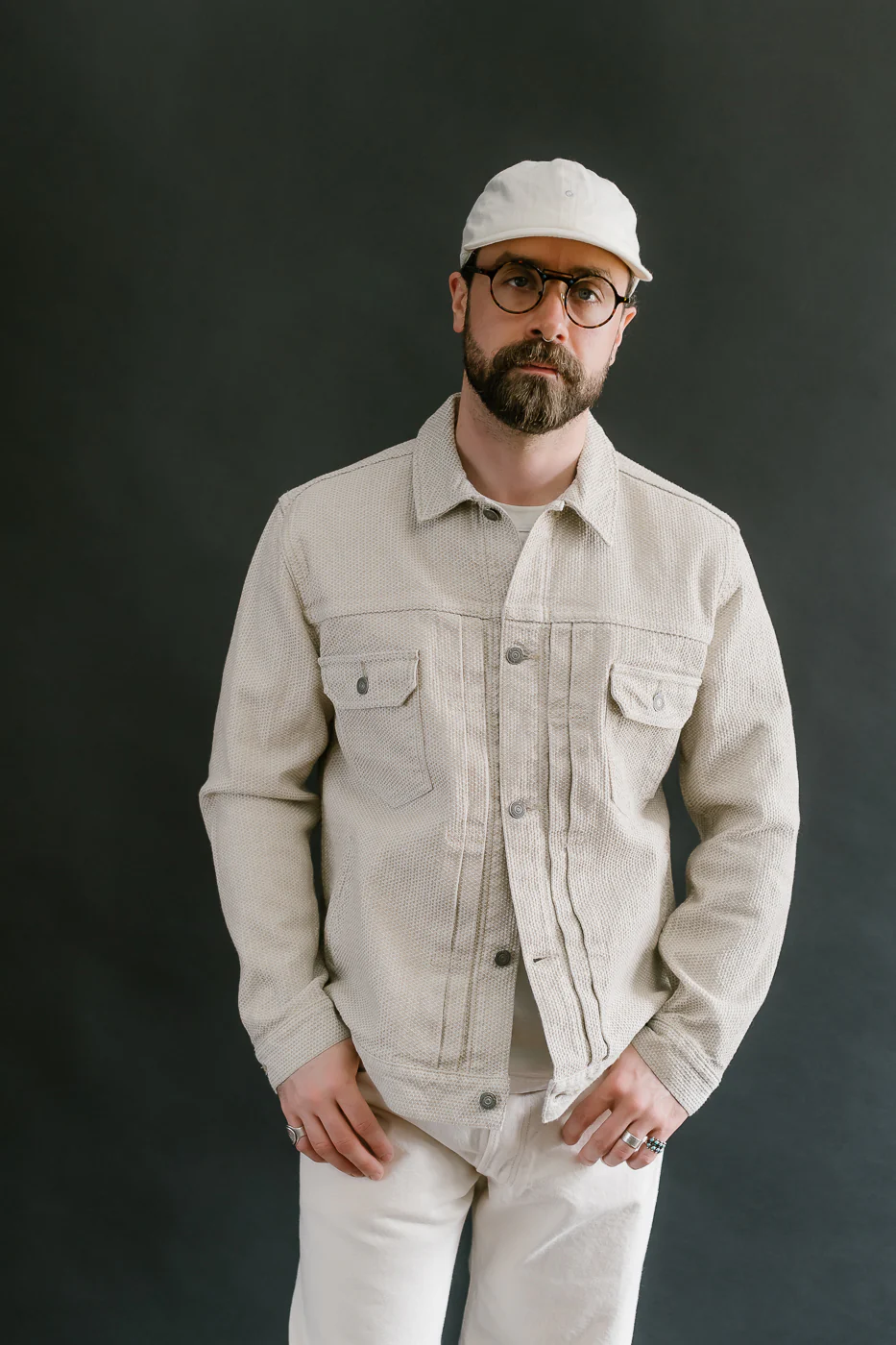 6220-IV - Sashiko Type II Jacket - Ivory x Beige - Image 17
