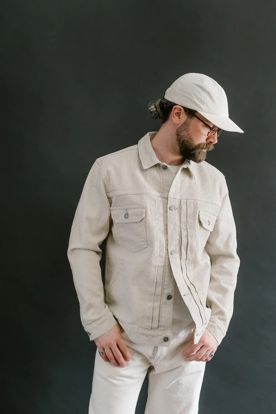 6220-IV - Sashiko Type II Jacket - Ivory x Beige - Image 18