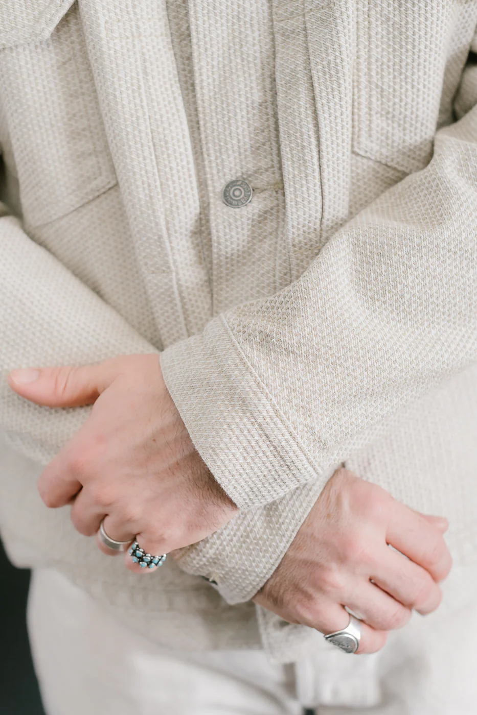 6220-IV - Sashiko Type II Jacket - Ivory x Beige - Image 19
