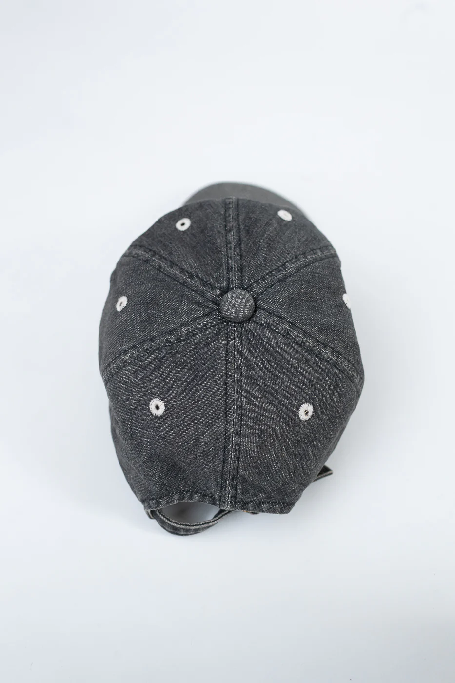6843HW - 6 Panel Denim Baseball Cap 'F' Patch - Black Vintage Wash - Image 4