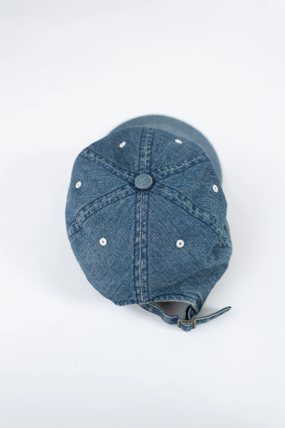 6843HW - 6 Panel Denim Baseball Cap 'F' Patch - Indigo Vintage Wash - Image 3