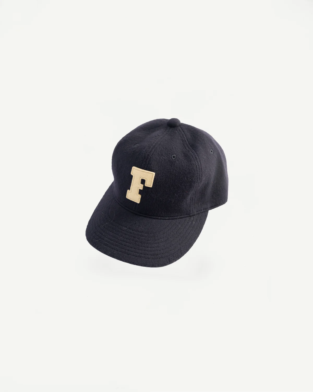 6853-25 - 6 Panel Melton Baseball Cap 'F' Patch - Navy
