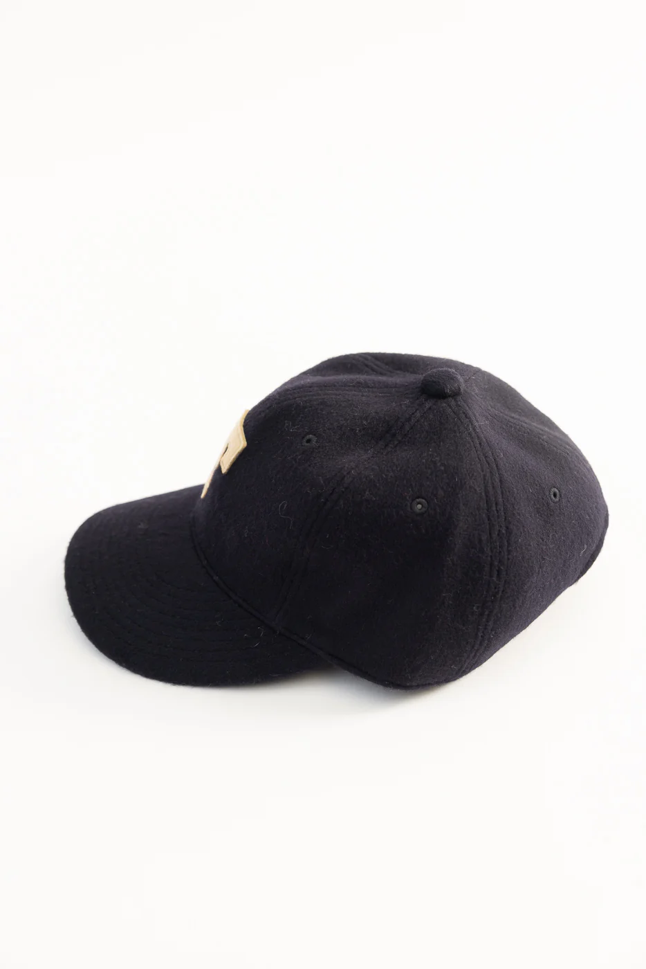 6853-25 - 6 Panel Melton Baseball Cap 'F' Patch - Navy - Image 2