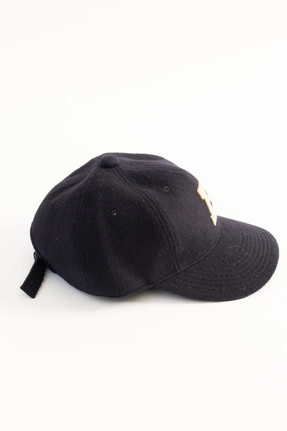 6853-25 - 6 Panel Melton Baseball Cap 'F' Patch - Navy - Image 4